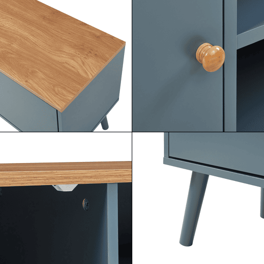 Móvel de televisão Reyljand 2 portas 120x35x50 cm Cinzento  Carvalho en.casa