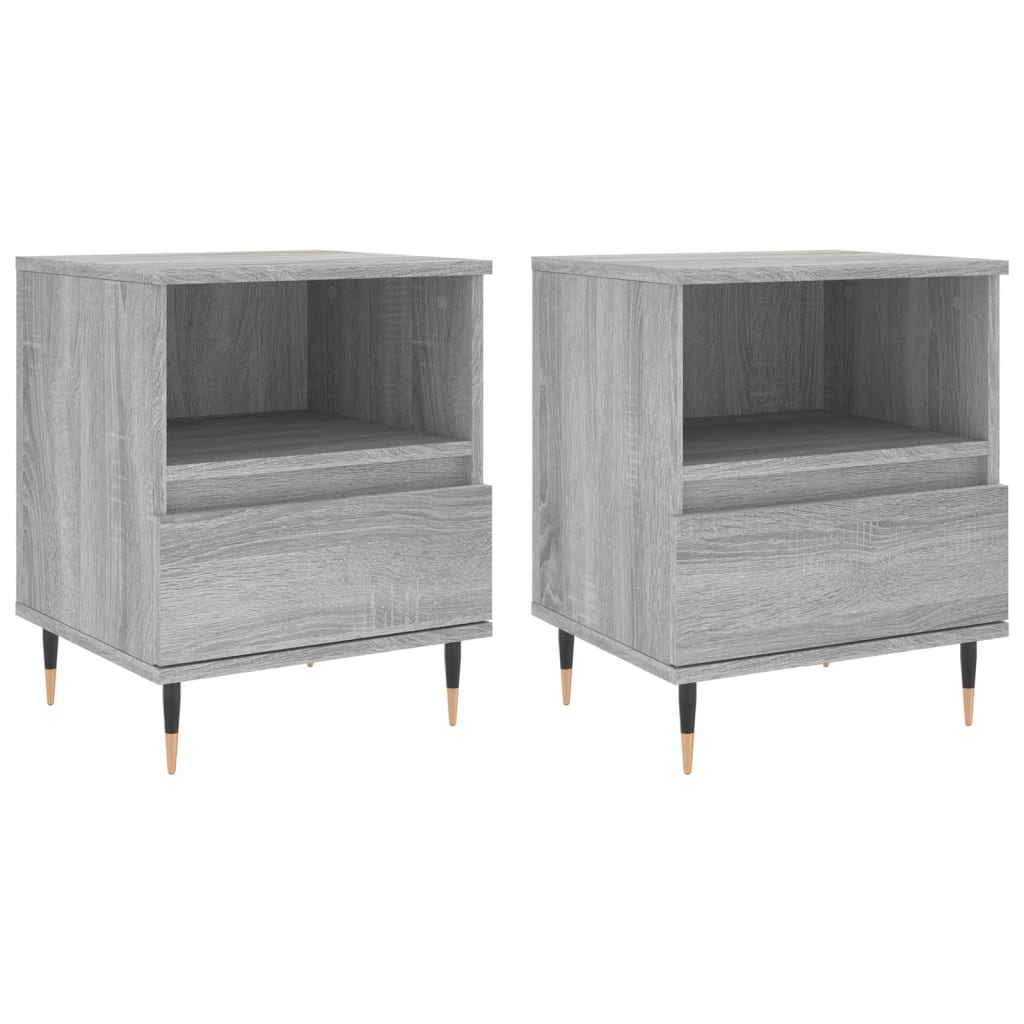 Juego de mesitas de noche mesillas de noche - madera ingeniería gris sonoma 40x35x50 cm