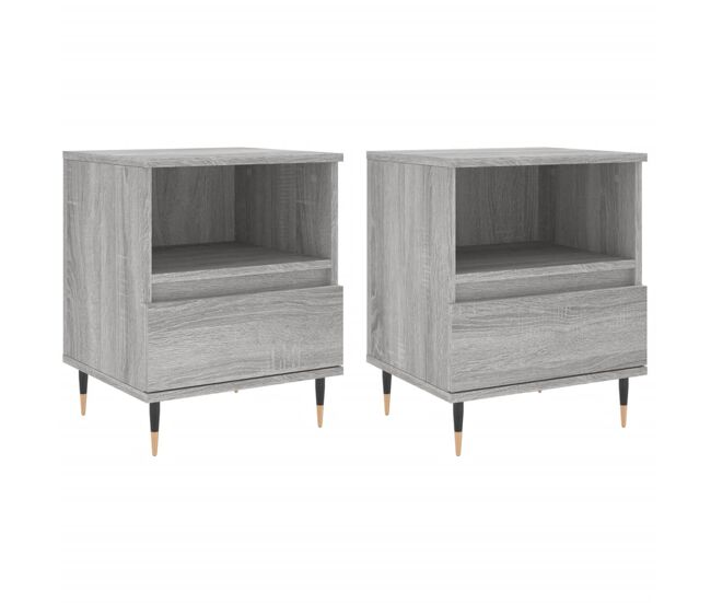 Juego de mesitas de noche mesillas de noche - madera ingeniería gris sonoma 40x35x50 cm