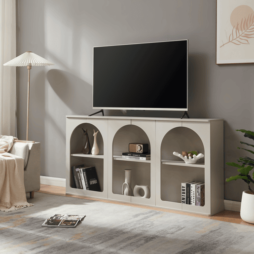 Aparador Trorhun 6 compartimentos MDF 160x30x80 cm Cinzento en.casa