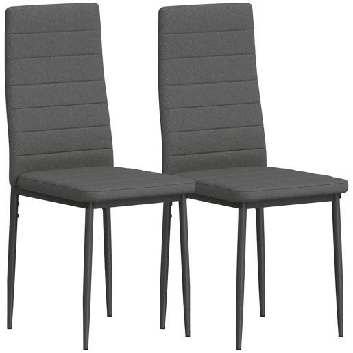 HOMCOM Conjunto de 6 Cadeiras de Sala de Jantar Estofadas em Linho e Pés de Metal Cadeiras Modernas para Cozinha Carga Máxima 120kg 41x50x97cm Cinza