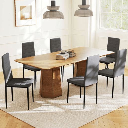 HOMCOM Conjunto de 6 Cadeiras de Sala de Jantar Estofadas em Linho e Pés de Metal Cadeiras Modernas para Cozinha Carga Máxima 120kg 41x50x97cm Cinza