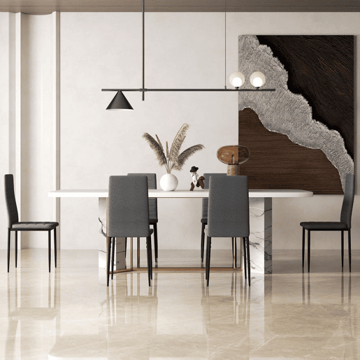 HOMCOM Conjunto de 6 Cadeiras de Sala de Jantar Estofadas em Linho e Pés de Metal Cadeiras Modernas para Cozinha Carga Máxima 120kg 41x50x97cm Cinza