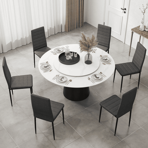 HOMCOM Conjunto de 6 Cadeiras de Sala de Jantar Estofadas em Linho e Pés de Metal Cadeiras Modernas para Cozinha Carga Máxima 120kg 41x50x97cm Cinza