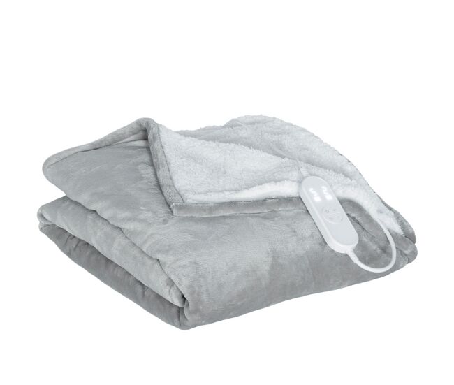 Homcom manta eléctrica grande, manta térmica sofá, 180x130 cm, tejido suave, 9 niveles de temperatura, temporizador, lavable en lavadora, protección contra sobrecalentamiento, pantalla led, gris