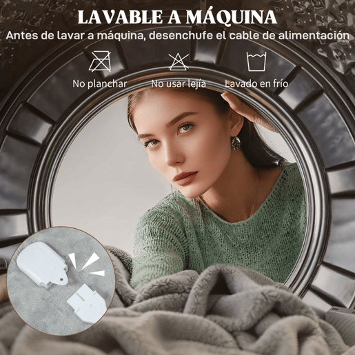 HOMCOM Manta Elétrica 180x130 cm Manta Térmica Sofá com Tecido Suave 10 Níveis de Temperatura Temporizador Lavável na Máquina Proteção contra Sobreaquecimento e Ecrã LED Cinzento