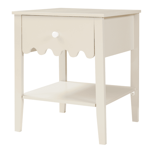 Mesa de cabeceira Luspoo com gaveta 50x40x40 cm branco creme en.casa
