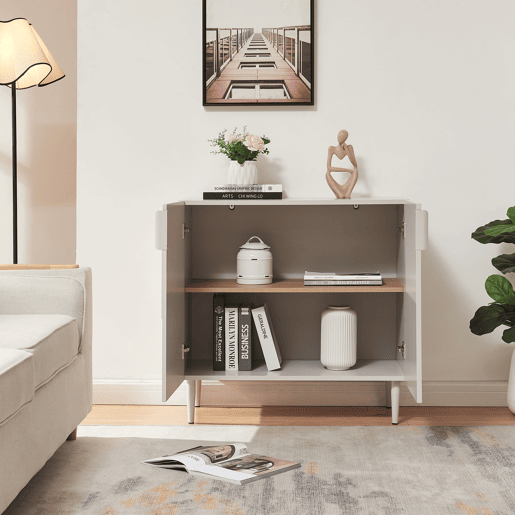 Aparador Starvili com 2 portas MDF 75x76x38 cm Bege en.casa