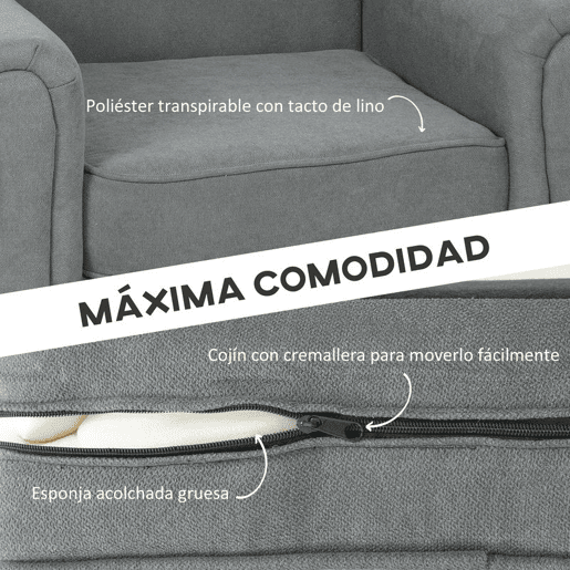 HOMCOM Poltrona Estofada em Tecido Poltrona Relax com Apoio para os Braços Assento Amovível e Lavável Pés de Madeira para Dormitório Estilo Moderno Carga 150kg 79x78x87 cm Cinza Escuro