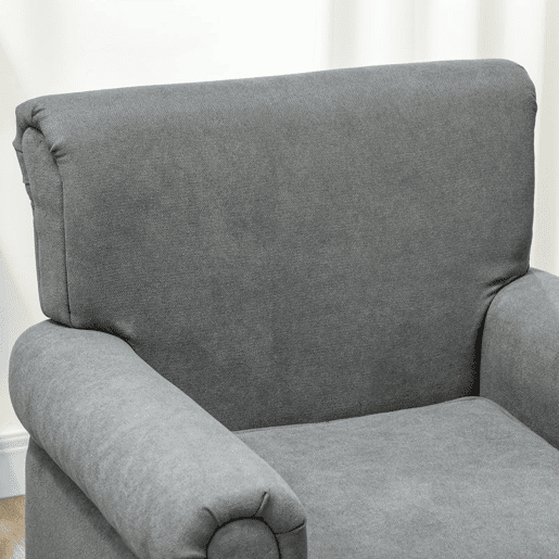 HOMCOM Poltrona Estofada em Tecido Poltrona Relax com Apoio para os Braços Assento Amovível e Lavável Pés de Madeira para Dormitório Estilo Moderno Carga 150kg 79x78x87 cm Cinza Escuro