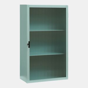 Armário de parede Zundert com porta de vidro canelado aço 60x35x15 cm Verde menta en.casa