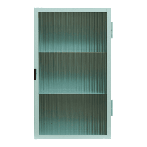 Armário de parede Zundert com porta de vidro canelado aço 60x35x15 cm Verde menta en.casa