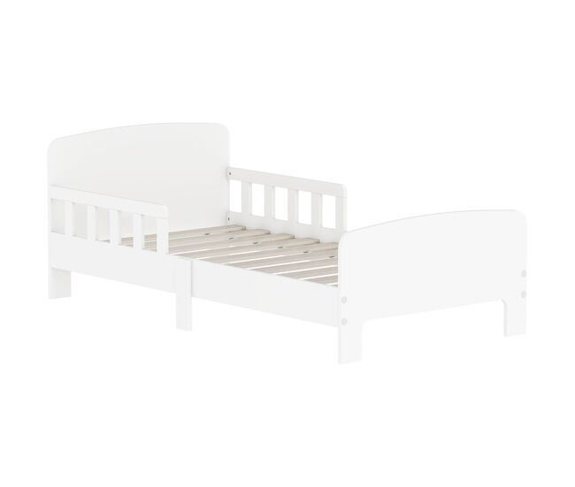 Aiyaplay cama infantil 70x140 cm, cama para niños con barrera anticaídas y somier, para niños y niñas de 3-8 años, blanco