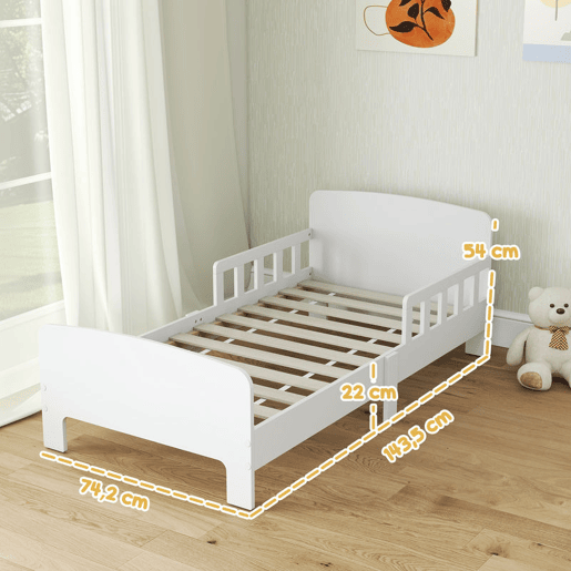 AIYAPLAY Cama para Crianças 70x140 cm Cama Infantil com Barreira Anticaídas e Estrado para Meninos e Meninas de 3-8 Anos Branco