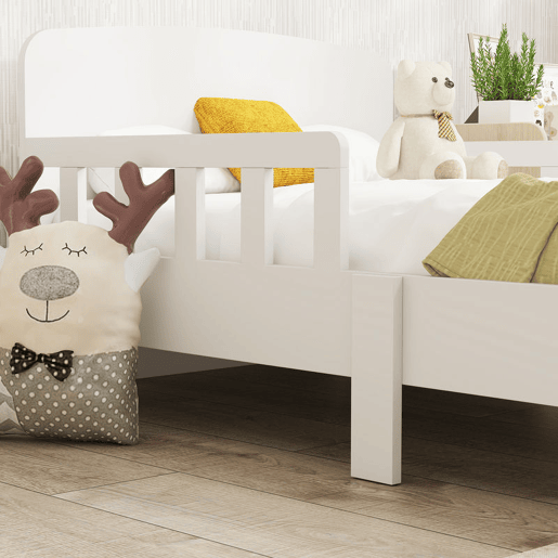 AIYAPLAY Cama para Crianças 70x140 cm Cama Infantil com Barreira Anticaídas e Estrado para Meninos e Meninas de 3-8 Anos Branco