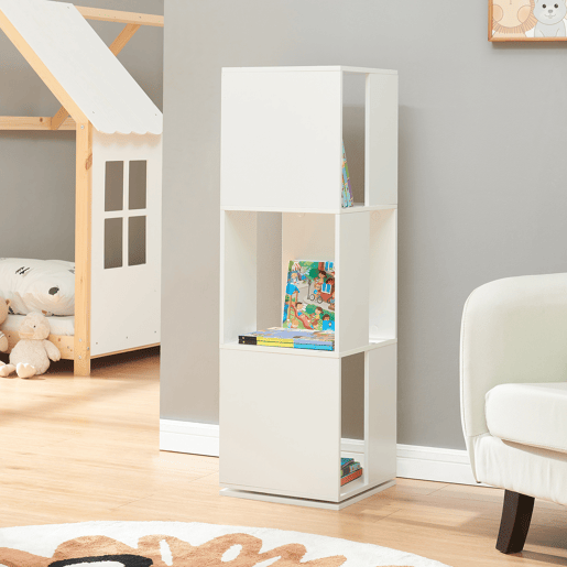 Estante rotativa Fjelmarirg com 3 prateleiras 109 x 34 x 34 cm Branco en.casa