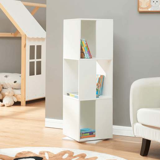 Estante rotativa Fjelmarirg com 3 prateleiras 109 x 34 x 34 cm Branco en.casa