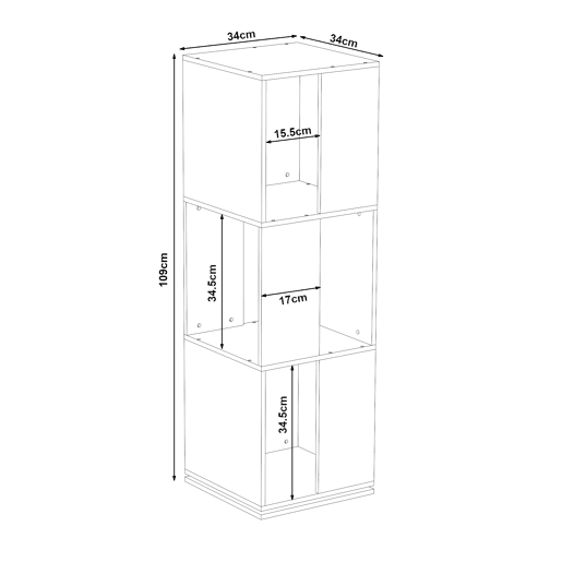 Estante rotativa Fjelmarirg com 3 prateleiras 109 x 34 x 34 cm Branco en.casa