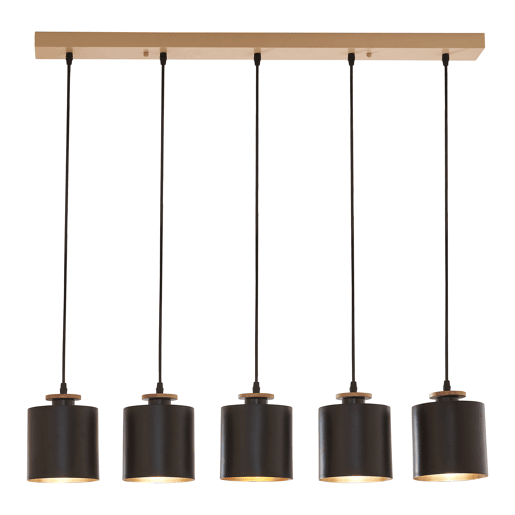 Candeeiro suspenso Posdand 5 luzes 130x90x14cm madeirapreto lux.pro
