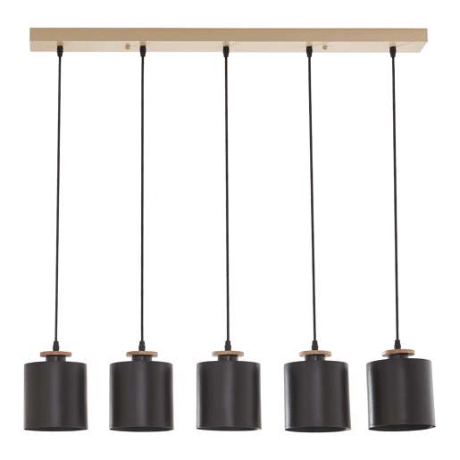 Candeeiro suspenso Posdand 5 luzes 130x90x14cm madeirapreto lux.pro