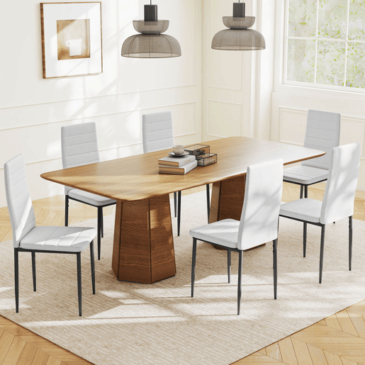 HOMCOM Conjunto de 64 Cadeiras de Sala de Jantar Estofadas em Linho com Pernas em Metal Cadeiras Modernas para Cozinha Quarto Suporta até 120 kg 41x50x97 cm Branco