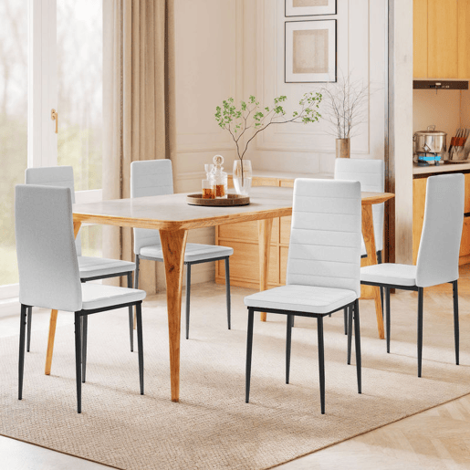 HOMCOM Conjunto de 64 Cadeiras de Sala de Jantar Estofadas em Linho com Pernas em Metal Cadeiras Modernas para Cozinha Quarto Suporta até 120 kg 41x50x97 cm Branco
