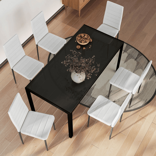 HOMCOM Conjunto de 64 Cadeiras de Sala de Jantar Estofadas em Linho com Pernas em Metal Cadeiras Modernas para Cozinha Quarto Suporta até 120 kg 41x50x97 cm Branco