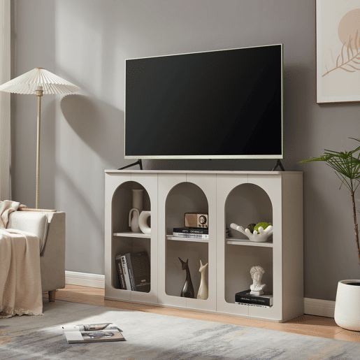 Aparador Trorhun 6 compartimentos MDF 120x30x80 cm Cinzento en.casa