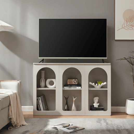 Aparador Trorhun 6 compartimentos MDF 120x30x80 cm Cinzento en.casa