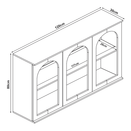 Aparador Trorhun 6 compartimentos MDF 120x30x80 cm Cinzento en.casa