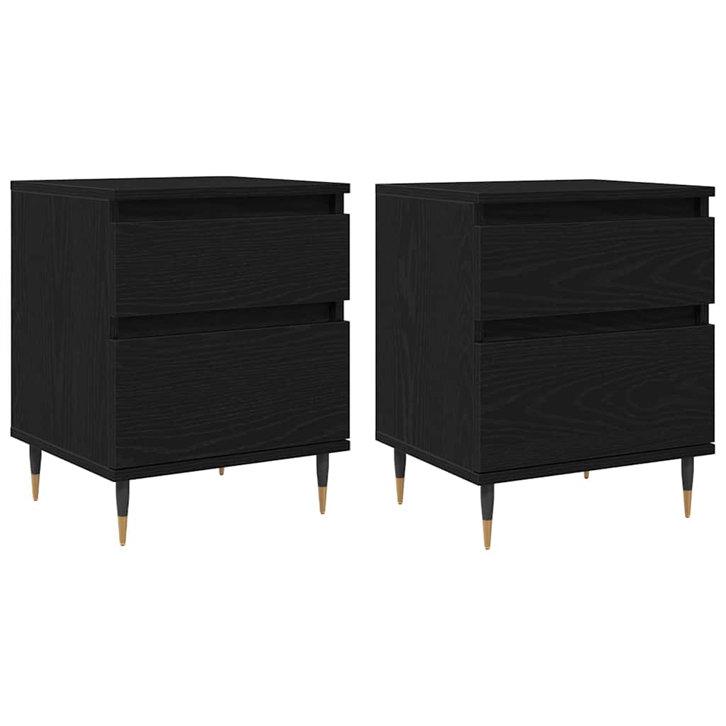 Juego de mesitas de noche - armarios de noche con cajón roble negro 40 x 35 x 50 cm