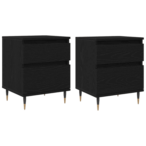 Lote de 2 Mesa De Cabeceira - Mesinha De Cabeceira Carvalho preto 40 x 35 x 50 cm
