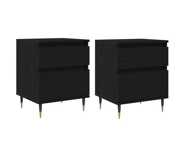 Juego de mesitas de noche - armarios de noche con cajón roble negro 40 x 35 x 50 cm