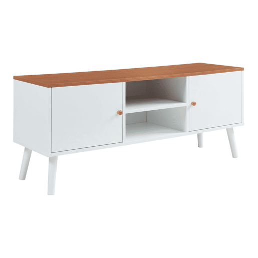 Móvel de televisão Reyljand 2 portas 120x35x50 cm Branco  Teca en.casa