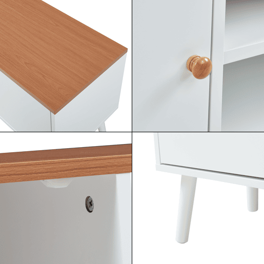 Móvel de televisão Reyljand 2 portas 120x35x50 cm Branco  Teca en.casa