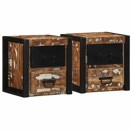 Lote de 2 Mesas De Cabeceira Mesinhas De Cabeceira - 40x35x40cm madeira maciça recuperada
