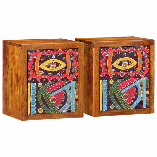 Lote de 2 Mesa De Cabeceira - Mesinha De Cabeceira com gaveta Castanho 35 x 30 x 40 cm