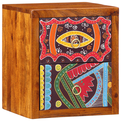 Lote de 2 Mesa De Cabeceira - Mesinha De Cabeceira com gaveta Castanho 35 x 30 x 40 cm