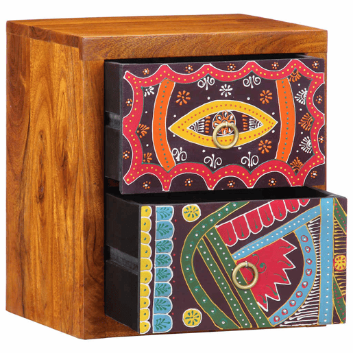 Lote de 2 Mesa De Cabeceira - Mesinha De Cabeceira com gaveta Castanho 35 x 30 x 40 cm