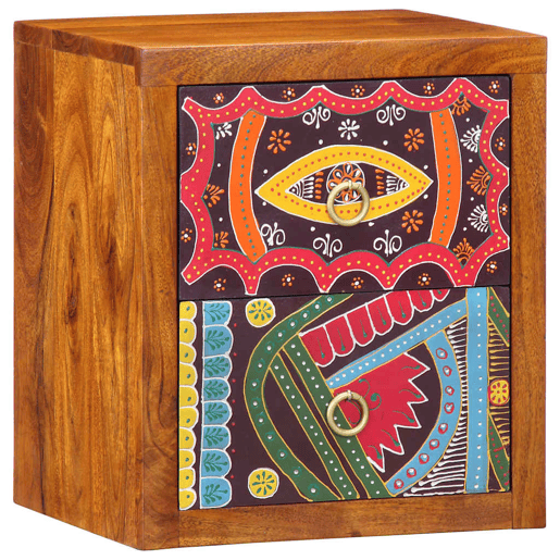 Lote de 2 Mesa De Cabeceira - Mesinha De Cabeceira com gaveta Castanho 35 x 30 x 40 cm