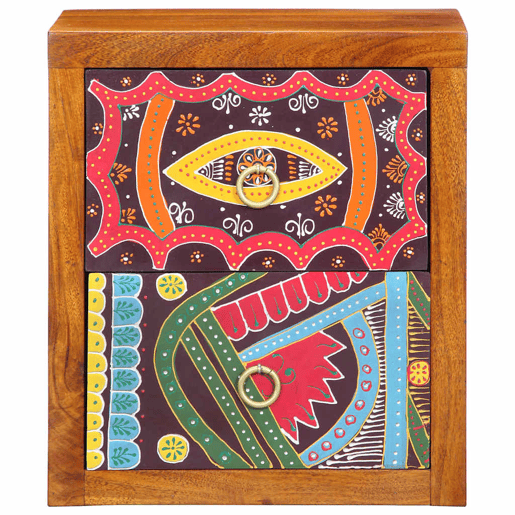 Lote de 2 Mesa De Cabeceira - Mesinha De Cabeceira com gaveta Castanho 35 x 30 x 40 cm
