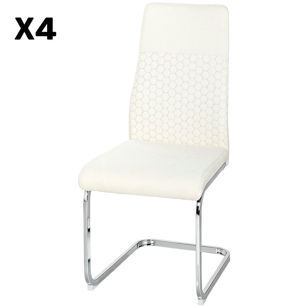 Homcom juego de 4 sillas de comedor, sillas de cocina con asiento y respaldo acolchado, tapizado en terciopelo, patas de acero, para oficina, conferencia, sala de estar, crema