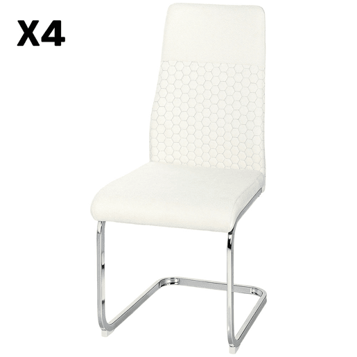 HOMCOM Conjunto de 4 Cadeiras de Sala de Jantar Estofadas em Veludo com Assento Acolchoado e Pés de Metal Cadeiras Cantilever Modernas 45x61x98 cm Creme