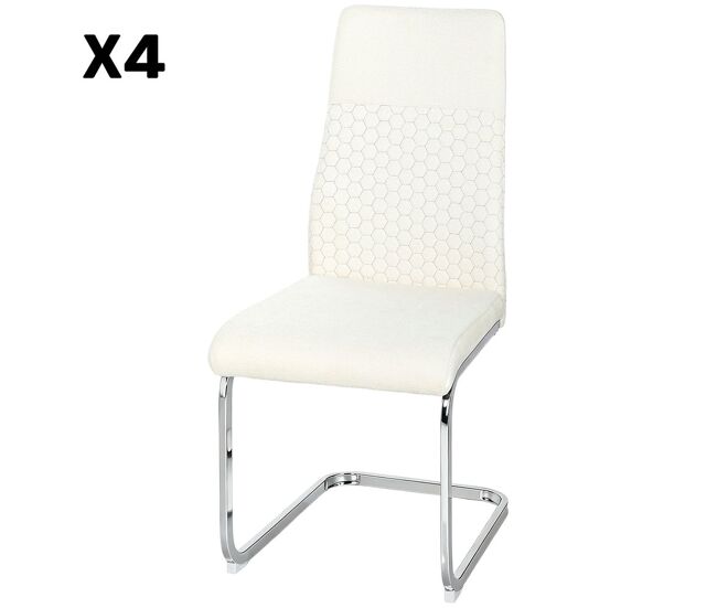 Homcom juego de 4 sillas de comedor, sillas de cocina con asiento y respaldo acolchado, tapizado en terciopelo, patas de acero, para oficina, conferencia, sala de estar, crema