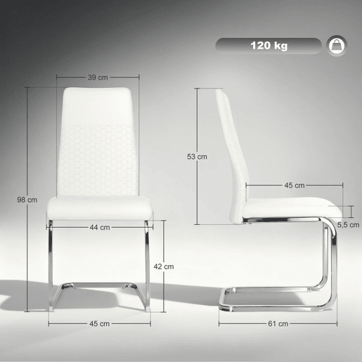 HOMCOM Conjunto de 4 Cadeiras de Sala de Jantar Estofadas em Veludo com Assento Acolchoado e Pés de Metal Cadeiras Cantilever Modernas 45x61x98 cm Creme