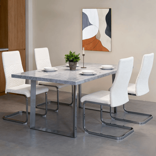 HOMCOM Conjunto de 4 Cadeiras de Sala de Jantar Estofadas em Veludo com Assento Acolchoado e Pés de Metal Cadeiras Cantilever Modernas 45x61x98 cm Creme