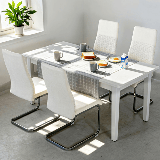 HOMCOM Conjunto de 4 Cadeiras de Sala de Jantar Estofadas em Veludo com Assento Acolchoado e Pés de Metal Cadeiras Cantilever Modernas 45x61x98 cm Creme