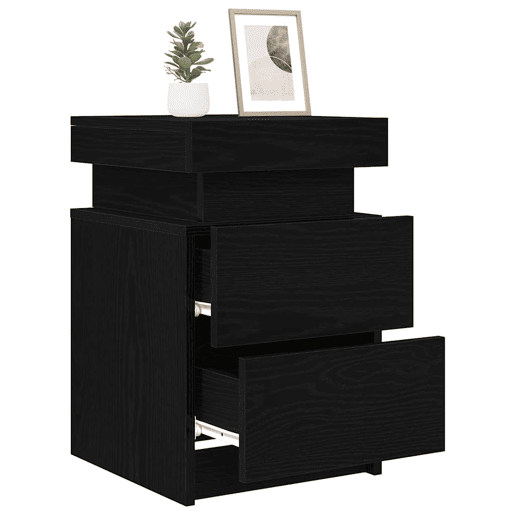 Lote de 2 Mesa De Cabeceira - Mesinha De Cabeceira com gaveta Carvalho preto 35 x 39 x 55 cm