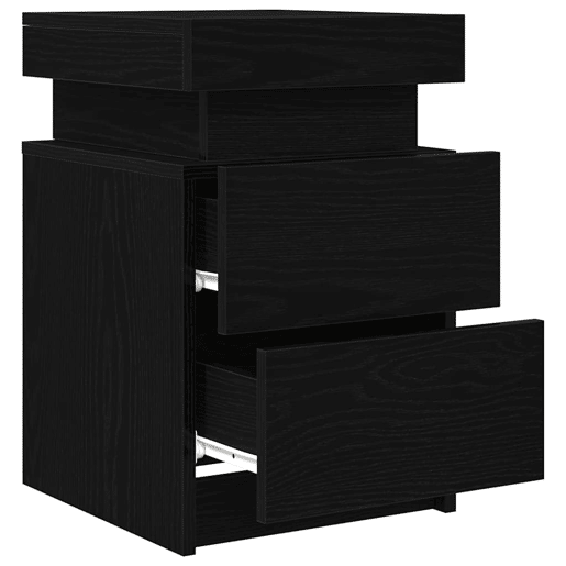 Lote de 2 Mesa De Cabeceira - Mesinha De Cabeceira com gaveta Carvalho preto 35 x 39 x 55 cm