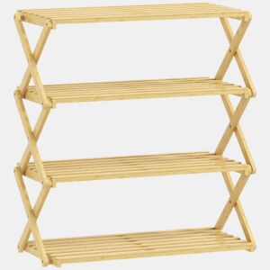 HOMCOM Sapateira Estreita de Bambu Sapateira Vertical Dobrável de 4 Níveis Sem Instalação Prateleira para Sapatos para Entrada Corredor Quarto 60x29x67 cm Madeira